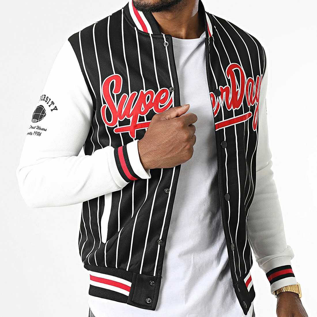 Top 10 💯 Veste A Rayures W-2957 Noir Blanc de MTX ✔️ – Image 3