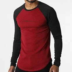 Grosses soldes ✨ Tee 👚 Shirt Manches Longues Oversize D7214 Bordeaux Noir de MTX 😉