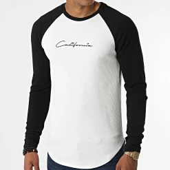 Budget ❤️ Tee 👕 Shirt Manches Longues Oversize D7214 Blanc Noir de MTX 👍