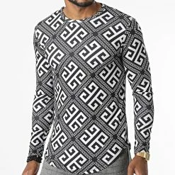 Grosses soldes 🧨 Tee 👕 Shirt Manches Longues Oversize D7112 Blanc Noir Renaissance de MTX 👍