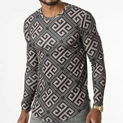 Coupon 💯 Tee 👕 Shirt Manches Longues Oversize D7112 Beige Noir Renaissance de MTX 🧨