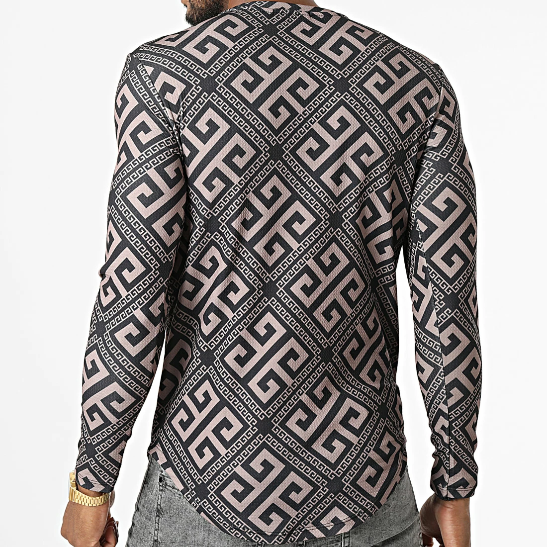 Coupon 💯 Tee 👕 Shirt Manches Longues Oversize D7112 Beige Noir Renaissance de MTX 🧨 – Image 4