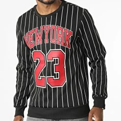 Coupon 😉 Sweat Crewneck A Rayures 89 Noir de MTX 🔔