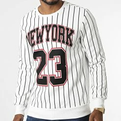 Grosses soldes 🧨 Sweat Crewneck A Rayures 89 Blanc de MTX 💯