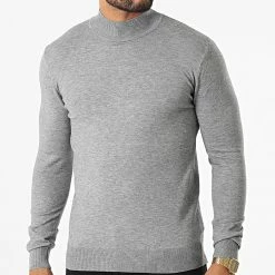 Sortie ⭐ Pull Col Cheminée S2003 Gris Chiné de MTX ⌛