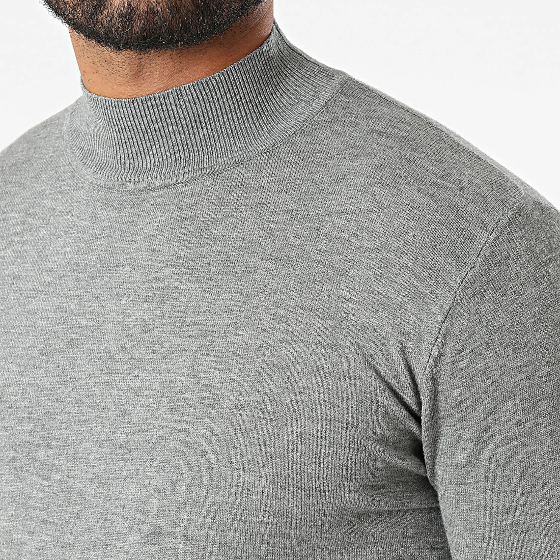 Sortie ⭐ Pull Col Cheminée S2003 Gris Chiné de MTX ⌛ – Image 2