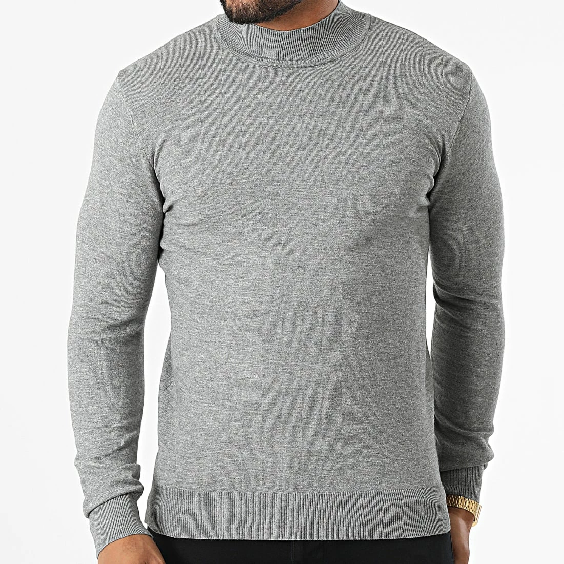 Sortie ⭐ Pull Col Cheminée S2003 Gris Chiné de MTX ⌛ – Image 3