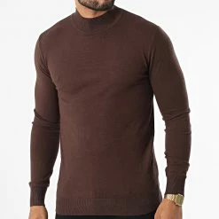Bon marché 🧨 Pull Col Cheminée S2003 Marron de MTX 🎉