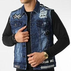 Remise 🤩 Veste Jean Sans Manches G113 Bleu Denim de MTX 🔥