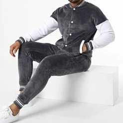 Bon marché 🧨 Ensemble Veste Teddy Et Pantalon Jogging Y-110AB Gris Anthracite de MTX 👍