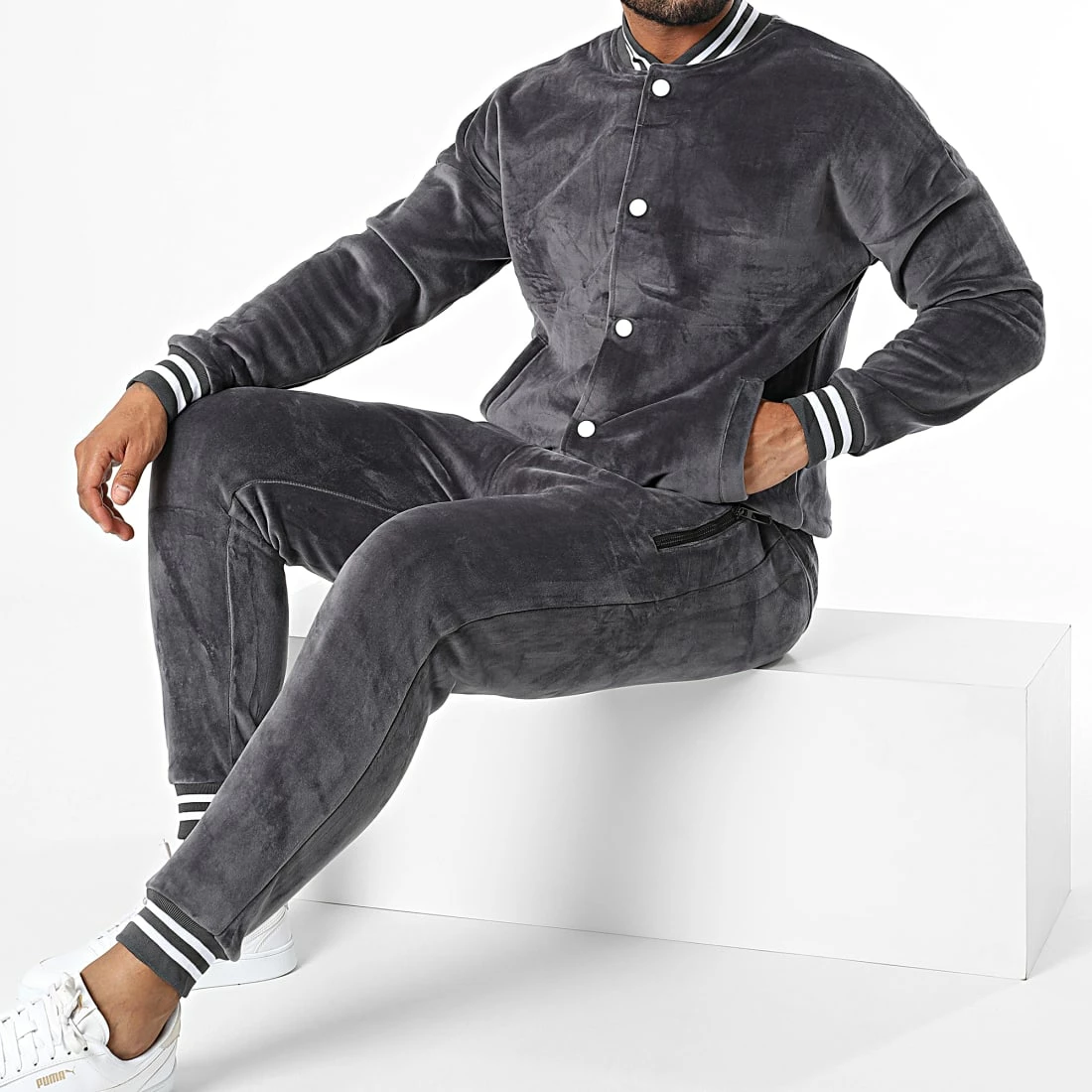 Grosses soldes 😉 Ensemble Veste Teddy Et Pantalon Jogging Y-107AB Gris Anthracite de MTX 👍