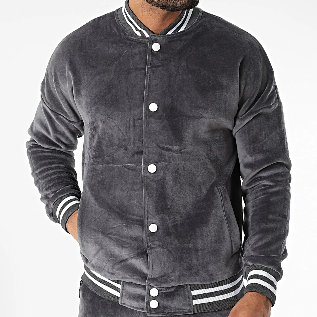 Grosses soldes 😉 Ensemble Veste Teddy Et Pantalon Jogging Y-107AB Gris Anthracite de MTX 👍 – Image 3