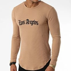 Meilleure affaire ⌛ Tee 👚 Shirt Manches Longues Oversize D7246 Camel de MTX 😉