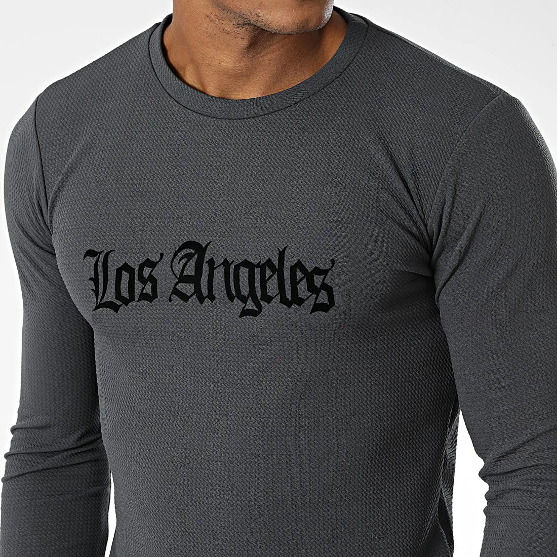 Vente flash 😀 Tee 👕 Shirt Manches Longues Oversize D7246 Gris Anthracite de MTX 😉 – Image 2