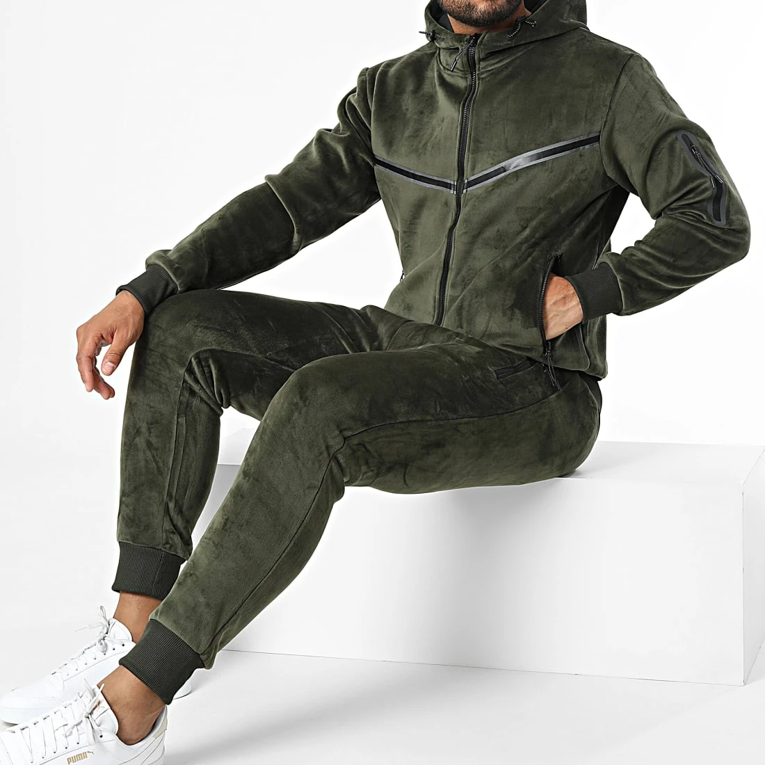 Promo đ Ensemble Veste Zippée Capuche Et Pantalon Jogging Y-03AB Vert Kaki de MTX â