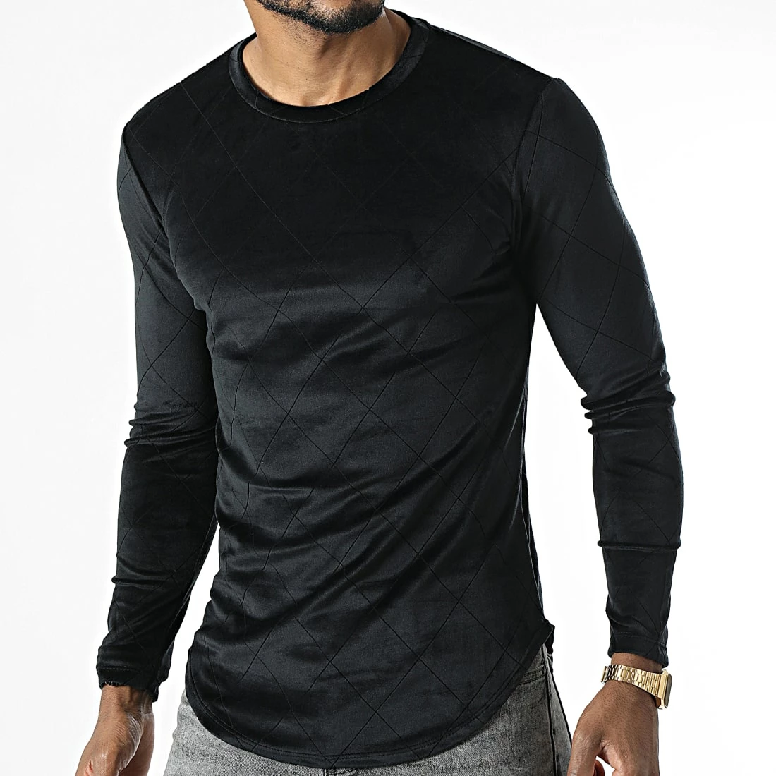 Remise 🌟 Tee 👕 Shirt Manches Longues Oversize D7385 Noir de MTX ⌛