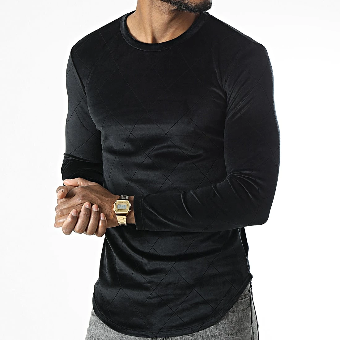 Remise 🌟 Tee 👕 Shirt Manches Longues Oversize D7385 Noir de MTX ⌛ – Image 3