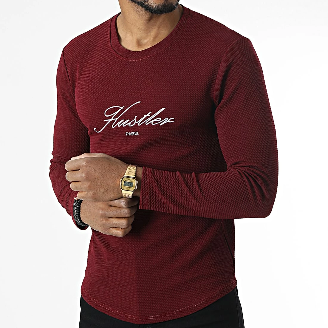 Acheter 🛒 Tee 👕 Shirt Manches Longues Oversize 6608 Bordeaux de MTX ❤️ – Image 3