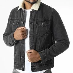 Le moins cher 🎁 Veste Jean Col Mouton R206 Noir de MTX 😉