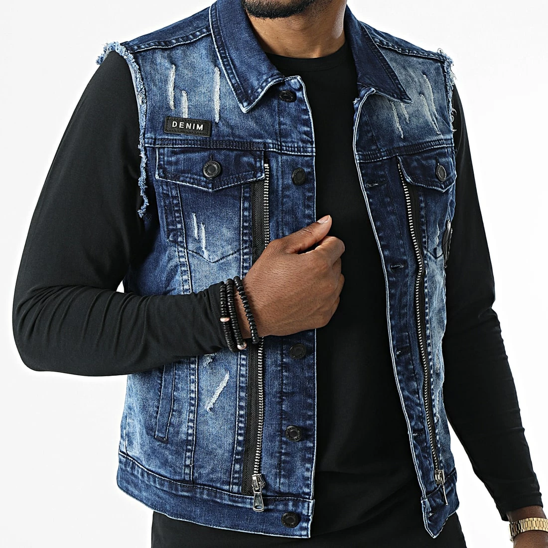 De gros 👏 Veste Jean Sans Manches G115 Bleu Denim de MTX 🎉 – Image 3