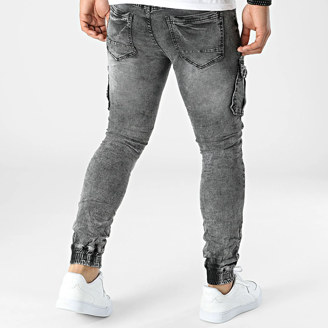 Nouveau ✔️ Pantalon Cargo En Jean E9697 Gris Anthracite de MTX 👍 – Image 4