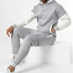 Top 10 ❤️ Ensemble Veste Teddy A Capuche Et Pantalon Cargo T1112 Gris de MTX 🌟