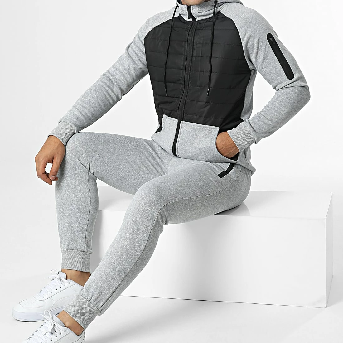 Le moins cher ✨ Ensemble De Survetement H-03 Noir Gris Chiné de MTX 🔔