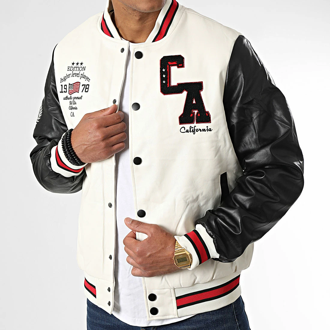 Meilleure vente ✨ Veste Teddy DEH801 Beige Noir de MTX ❤️