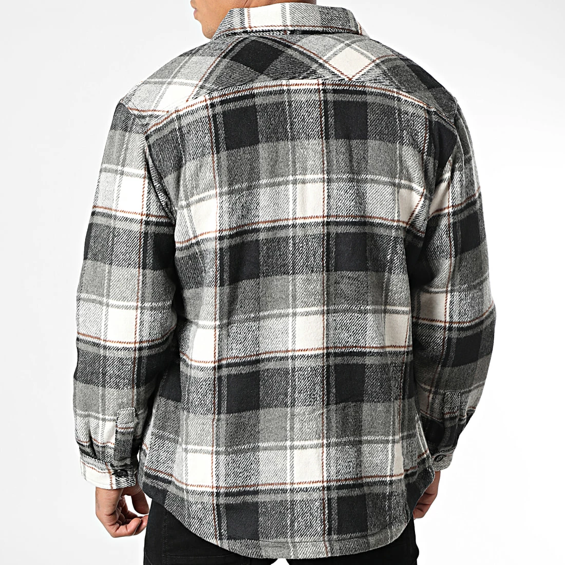 Remise ✨ Surchemise A Carreaux YT130 Blanc Gris de MTX 🤩 – Image 4