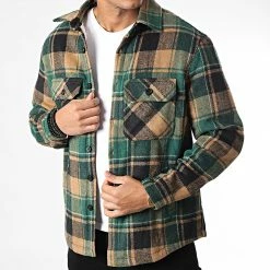 Promo 🤩 Surchemise A Carreaux YT130 Vert Beige de MTX 😀