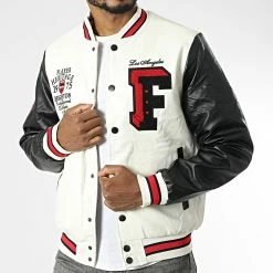 Le moins cher 🥰 Veste Teddy ART-1 Blanc Noir de MTX 🎉