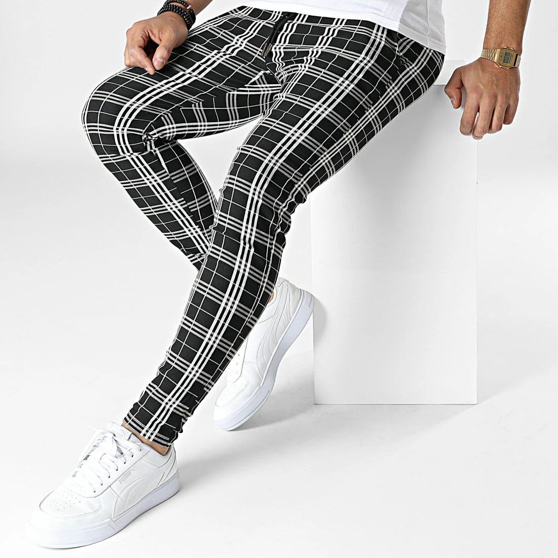 Sortie 🌟 Pantalon A Carreaux K755 Noir Blanc de MTX ⌛ – Image 3