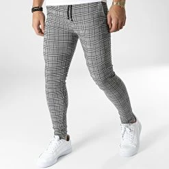 Nouveau 🔔 Pantalon Jogging A Carreaux K755 Gris de MTX 🔔