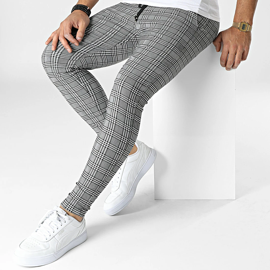 Nouveau đ Pantalon Jogging A Carreaux K755 Gris de MTX đ â Image 3